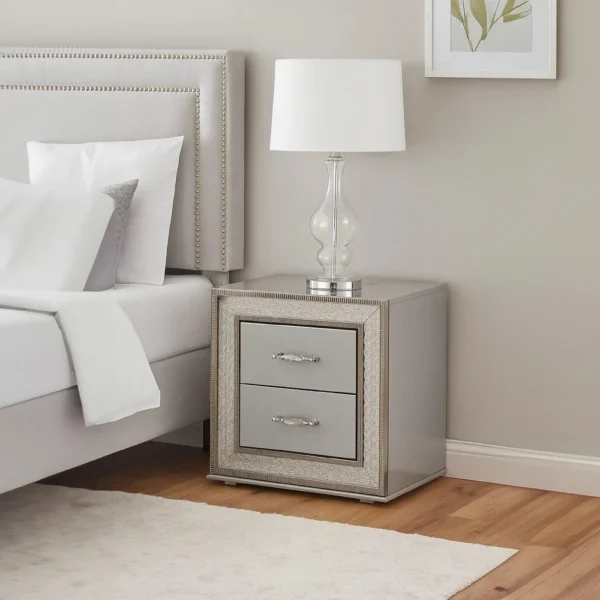 BM340925_6_ef3f79a8-c2d1-4066-9cd3-80f2fc8094d2 Cyl Nightstand with 2 Drawers, Scale Molding Trim, Metallic Gray Wood