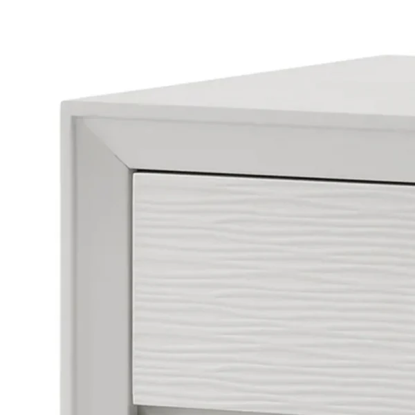 Tory Nightstand, 2 Drawers, White Solid Wood, Bronze Round Knobs