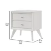 Tory Nightstand, 2 Drawers, White Solid Wood, Bronze Round Knobs