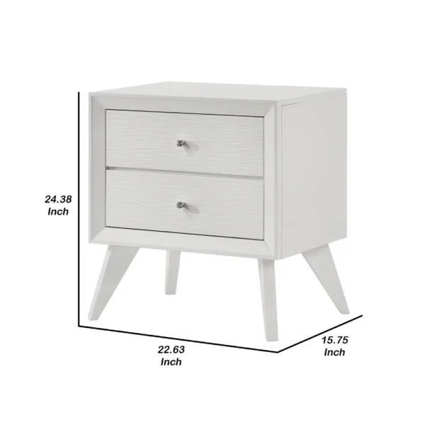 Tory Nightstand, 2 Drawers, White Solid Wood, Bronze Round Knobs