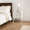 Tory Nightstand, 2 Drawers, White Solid Wood, Bronze Round Knobs