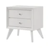 Tory Nightstand, 2 Drawers, White Solid Wood, Bronze Round Knobs