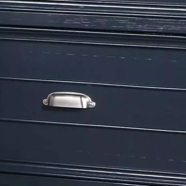 Zeny Nightstand, 1 Cup Handle Drawer w 1 Shelf, Slate Blue Solid Wood