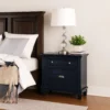 Zeny Nightstand, 1 Cup Handle Drawer w 1 Shelf, Slate Blue Solid Wood