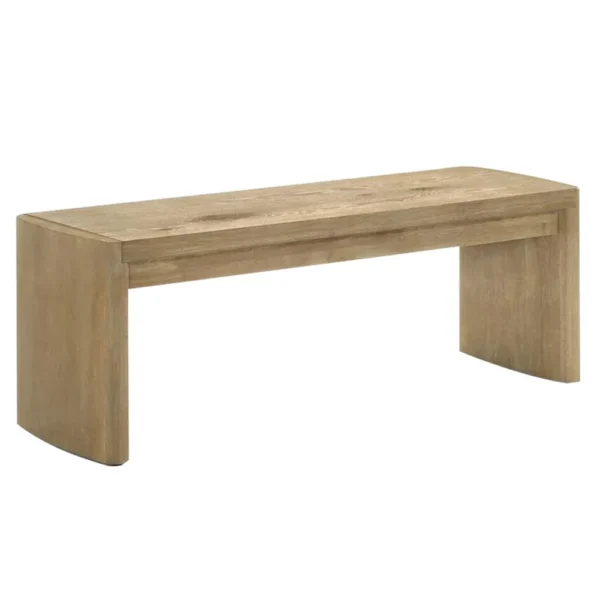 BM340949 Edey Dining Bench, Rounded Corners, 51 Inch Oak Brown Solid Rubberwood