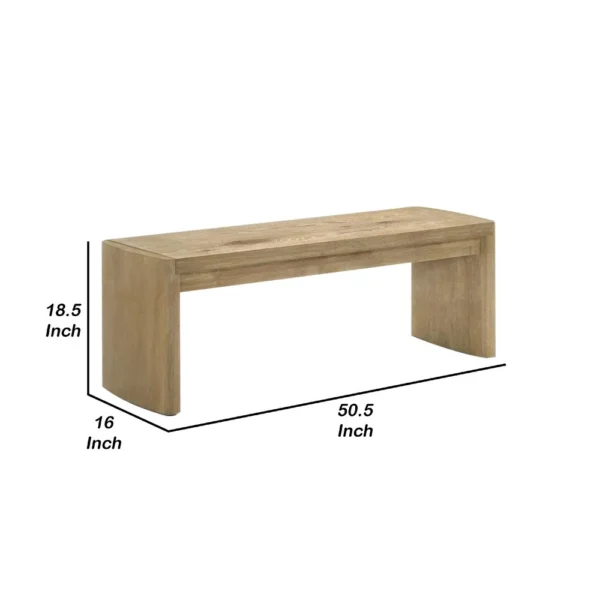 BM340949_4 Edey Dining Bench, Rounded Corners, 51 Inch Oak Brown Solid Rubberwood