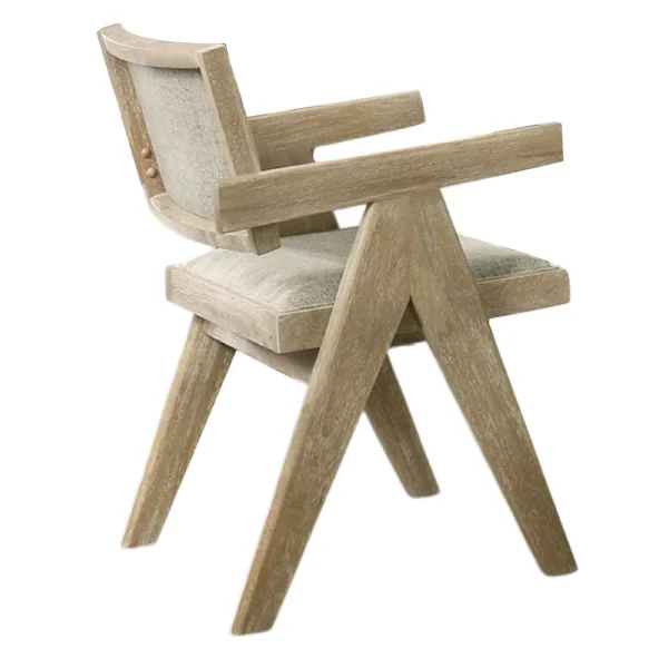 BM340950 Gexy Dining Side Chair Set of 2, Brown Oak Veneer, Gray Polyester Seat