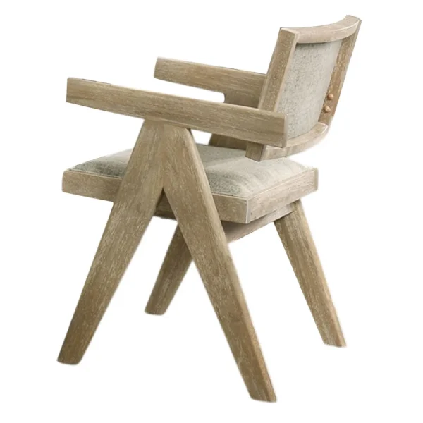 BM340950_1 Gexy Dining Side Chair Set of 2, Brown Oak Veneer, Gray Polyester Seat