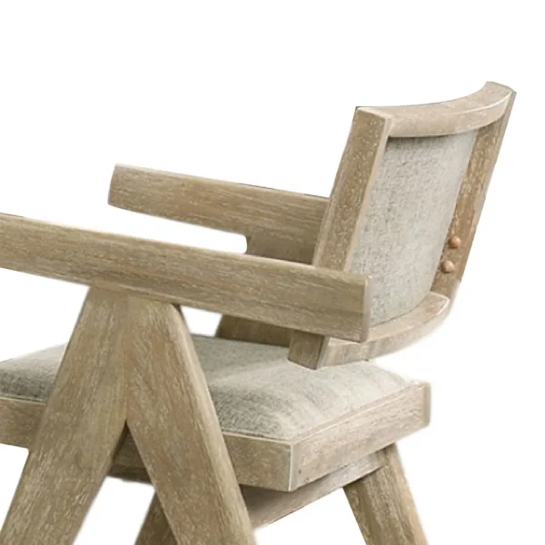 BM340950_2 Gexy Dining Side Chair Set of 2, Brown Oak Veneer, Gray Polyester Seat