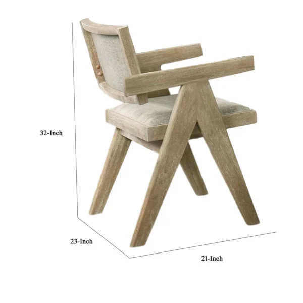 BM340950_4 Gexy Dining Side Chair Set of 2, Brown Oak Veneer, Gray Polyester Seat