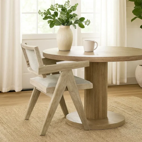 BM340950_5 Gexy Dining Side Chair Set of 2, Brown Oak Veneer, Gray Polyester Seat