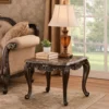 BM340957_5 Miz Side End Table, 28 Inch, Carved Cabriole Legs, Champagne Silver