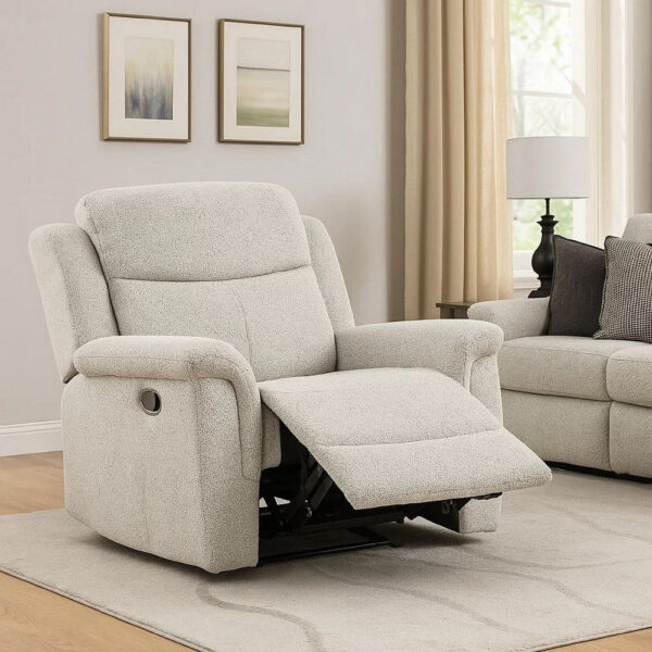 BM340962_6 Becy Manual Glider Recliner Chair, Padded Track Arms, Light Gray
