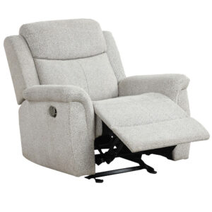 Becy Manual Glider Recliner Chair, Padded Track Arms, Light Gray