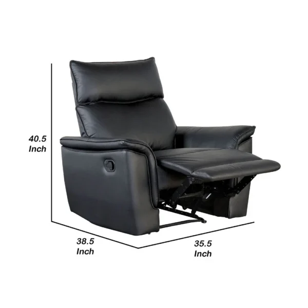Lenne Manual Recliner Chair, Flared Padded Arms, Black Leather Match