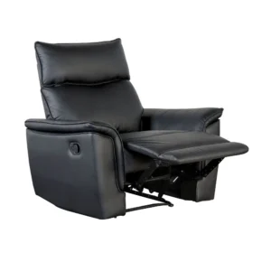 Lenne Manual Recliner Chair, Flared Padded Arms, Black Leather Match