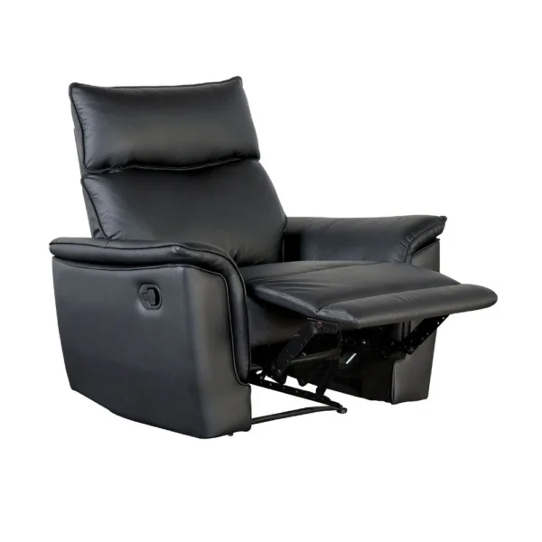 Lenne Manual Recliner Chair, Flared Padded Arms, Black Leather Match