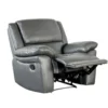 Larus Manual Recliner Chair, Pillow Top Arms, Dark Gray Leather Match