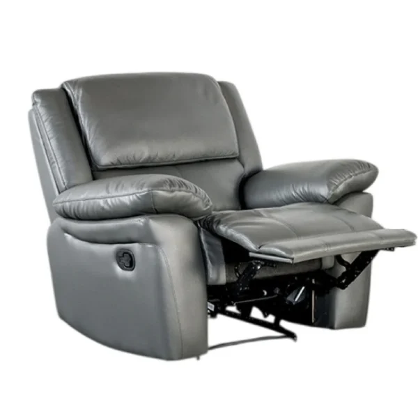 Larus Manual Recliner Chair, Pillow Top Arms, Dark Gray Leather Match