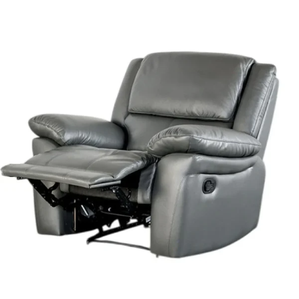 Larus Manual Recliner Chair, Pillow Top Arms, Dark Gray Leather Match