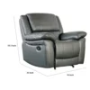 Larus Manual Recliner Chair, Pillow Top Arms, Dark Gray Leather Match