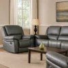 Larus Manual Recliner Chair, Pillow Top Arms, Dark Gray Leather Match