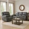 Larus Manual Recliner Chair, Pillow Top Arms, Dark Gray Leather Match