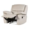 Larus Manual Recliner Chair, Pillow Top Arms, Off White Leather Match