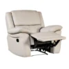 Larus Manual Recliner Chair, Pillow Top Arms, Off White Leather Match