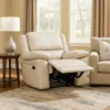 Larus Manual Recliner Chair, Pillow Top Arms, Off White Leather Match