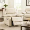 Larus Manual Recliner Chair, Pillow Top Arms, Off White Leather Match