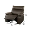 Ozy Manual Recliner Chair, Pillow Top Arms, Dark Brown Leather Match