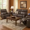 Ozy Manual Recliner Chair, Pillow Top Arms, Dark Brown Leather Match