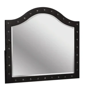 BM340973_4dfdd66e-ecce-49f5-9f38-6377976776c5 Rea Dresser Vanity Mirror, Crystal Tufted Black Velvet Upholstered Arched Frame