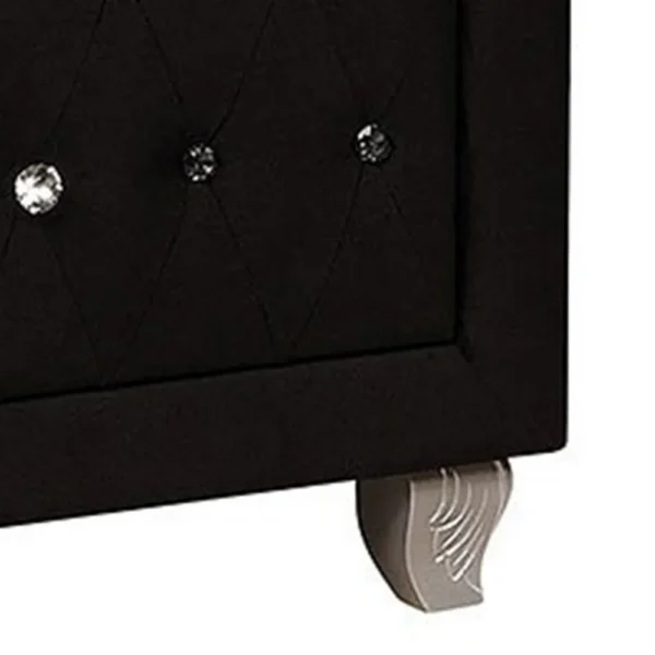 BM340974_3_068c9eab-a491-4978-8497-15b2f22db033 Rea Nightstand, 2 Drawers with Crystal Knobs, Black Velvet Upholstery