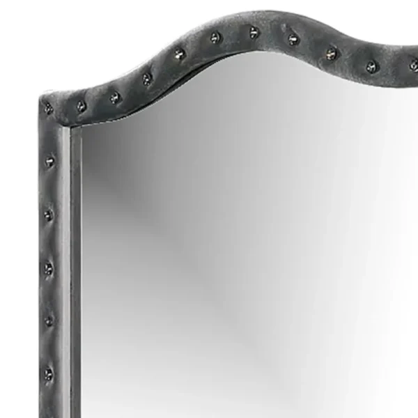 BM340977_1_f050b4b9-b2be-4966-8be5-b83348600266 Rea Dresser Vanity Mirror, Crystal Tufted Gray Velvet Upholstery Arched Frame