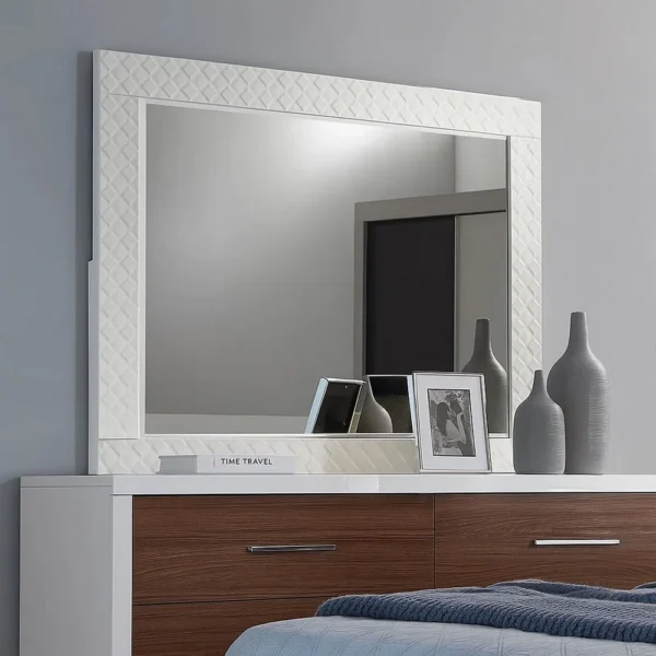 BM340986_5 Dema Dresser Vanity Mirror, High Gloss White Textured Trim