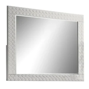 Dema Dresser Vanity Mirror, High Gloss White Textured Trim