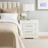 BM340987_6 Dema 2 Drawer Nightstand, High Gloss White Textured Trim