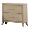 Fea Nightstand with USB Ports, 2 Drawers, Natural Oak Brown