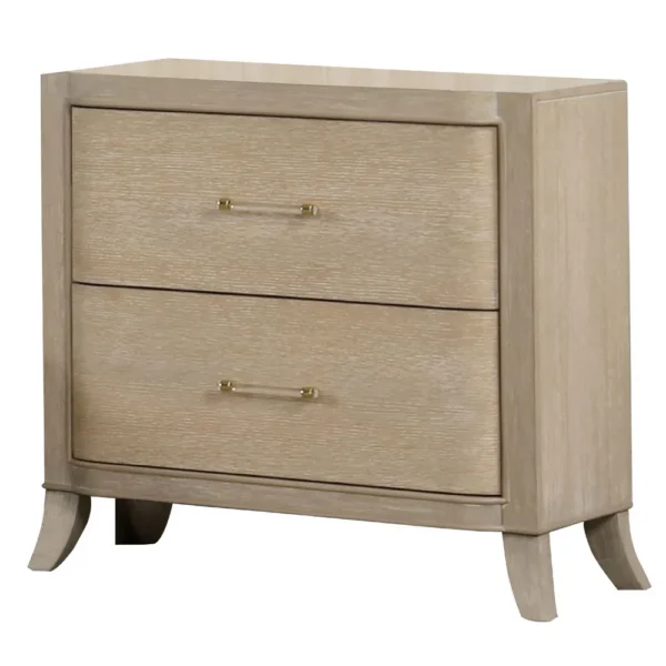 Fea Nightstand with USB Ports, 2 Drawers, Natural Oak Brown