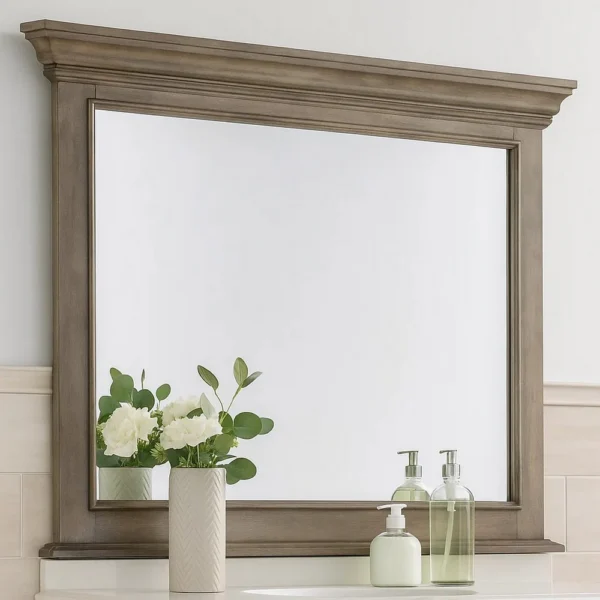 BM340996_5 Zea Vanity Dresser Mirror, Elegant Crown Moldings in Aged Oak Brown