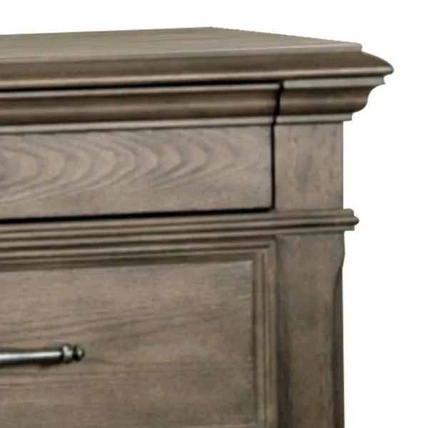 Athon Nightstand with 2 Drawers, Built-In Charging Port, Ivory Wood
