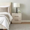 BM341001_5 Kexa Nightstand, USB and LED, 2 Drawers Chrome Handles, Light Gray
