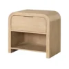 Rexa Nightstand with 1 Drawer, Metal Finger Pulls, Natural Oak Brown