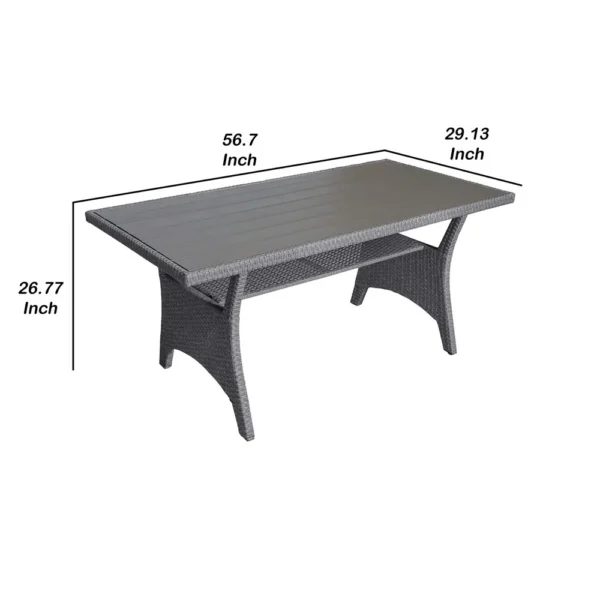 BM341006_4_db5024ea-4fd5-4ba3-8a5d-42b1dcce1abf Maria Outdoor Dining Table, 57 Inch Top w/ Shelf, Gray Rattan Woven