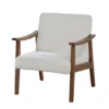 Onile Classic Accent Chair, White Wool Fabric, Wood, Foam Cushions