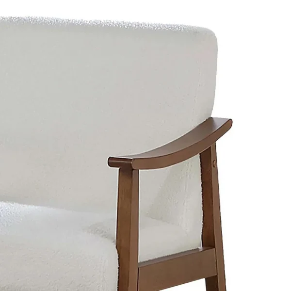 Onile Classic Accent Chair, White Wool Fabric, Wood, Foam Cushions