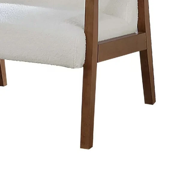 Onile Classic Accent Chair, White Wool Fabric, Wood, Foam Cushions