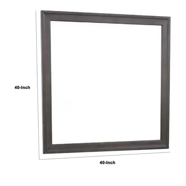 Dresser Mirror, Charcoal Gray Poplar Wood Frame, Square 40 Inch